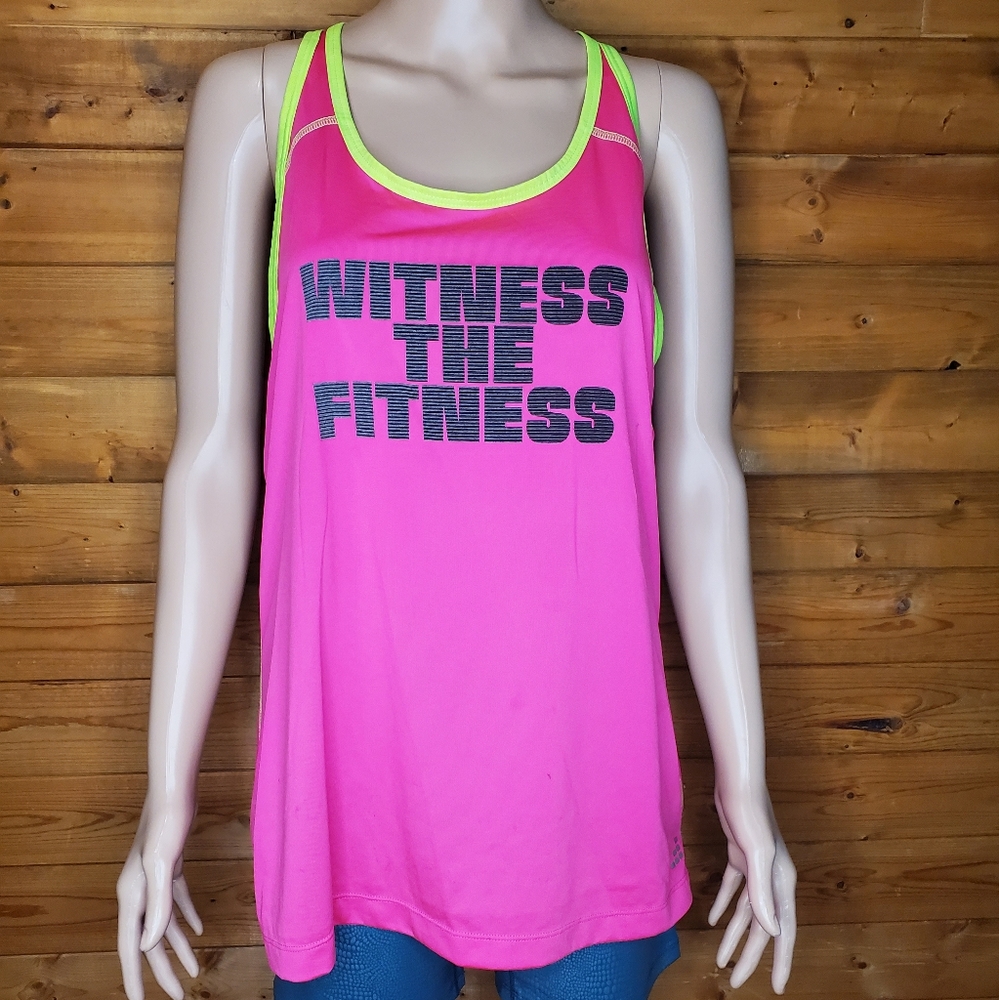 ❤️ bcg Racerback neon green and pink tank top athletic scoop neck Size XL